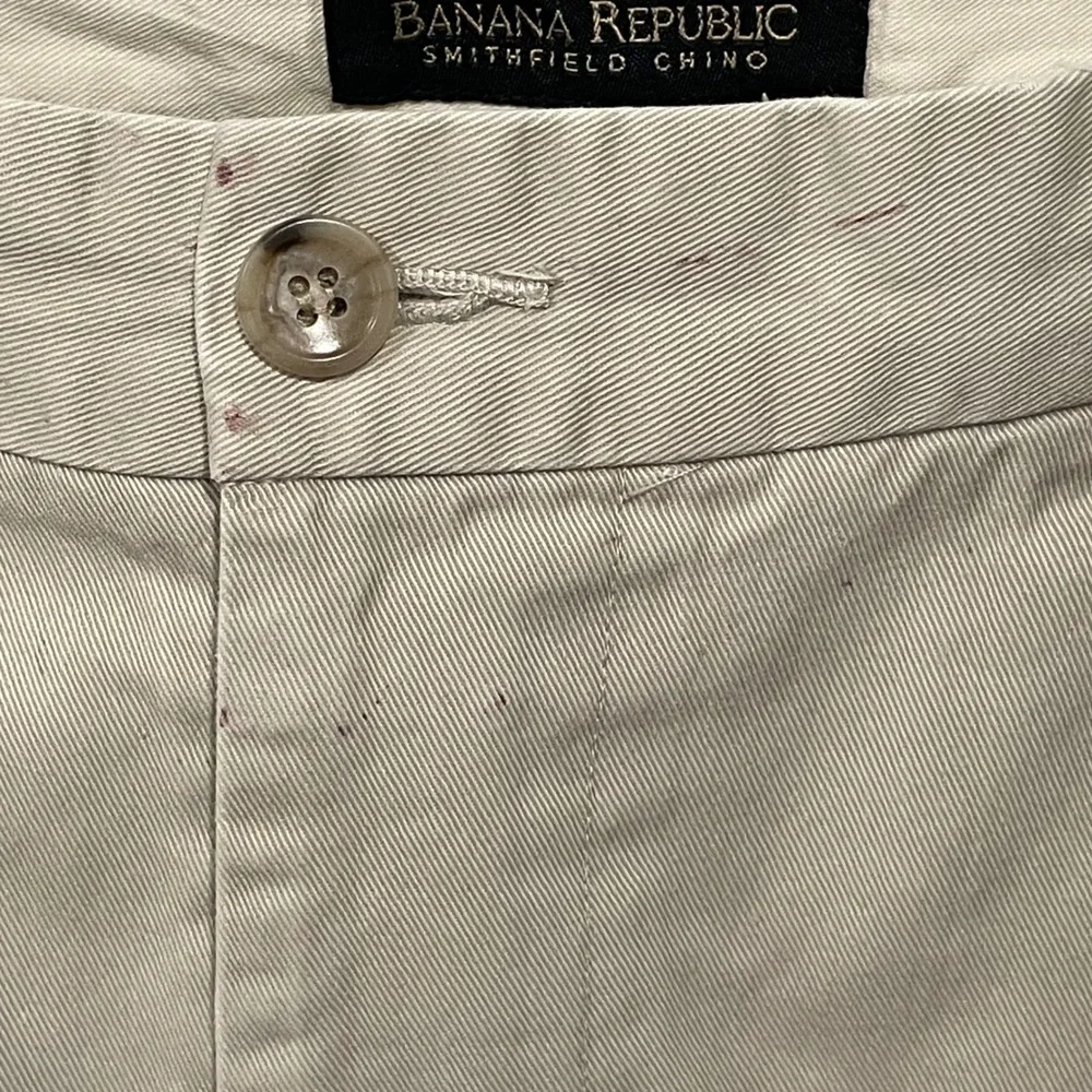 Banana Republic Smithfield‎ Chino Pants Mens 38x32 Pleated Khaki Cotton Blend